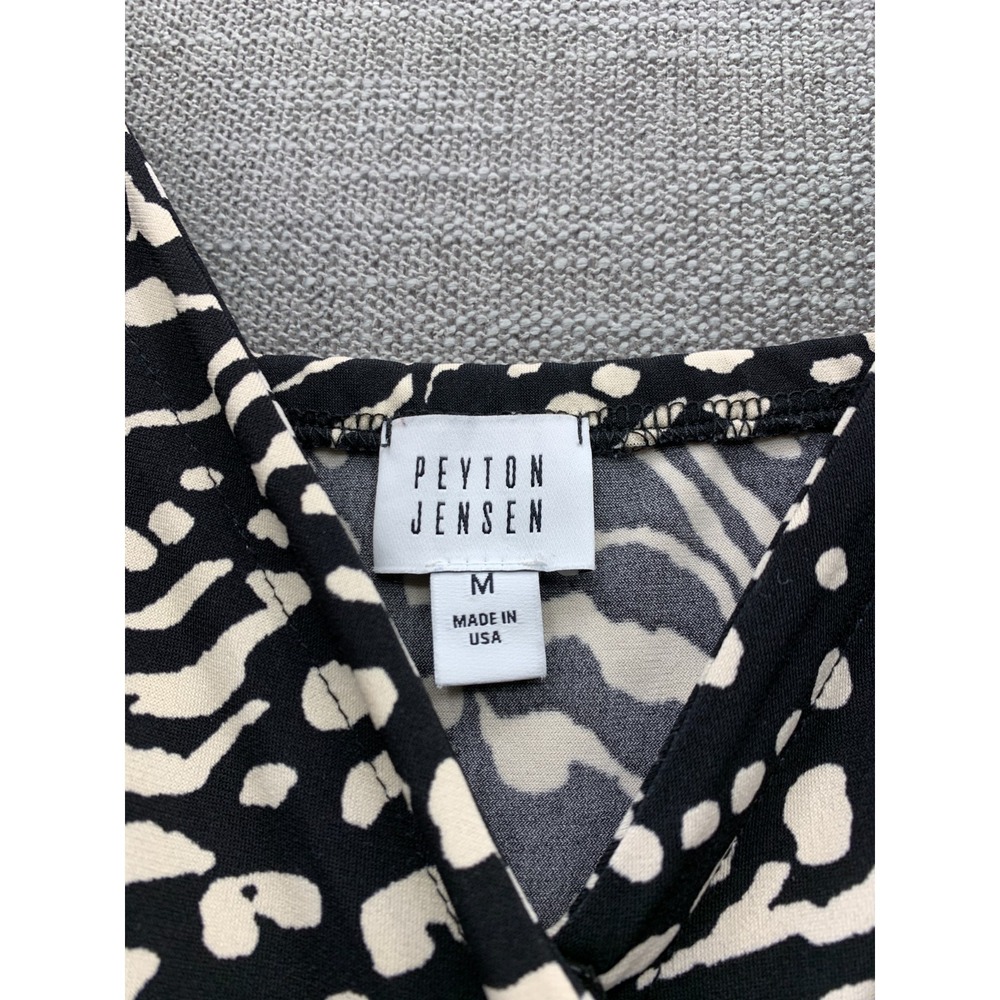 Peyton Jensen Jumpsuit Womens Medium Black Beige Animal Print Spaghetti Straps - Picture 2 of 14